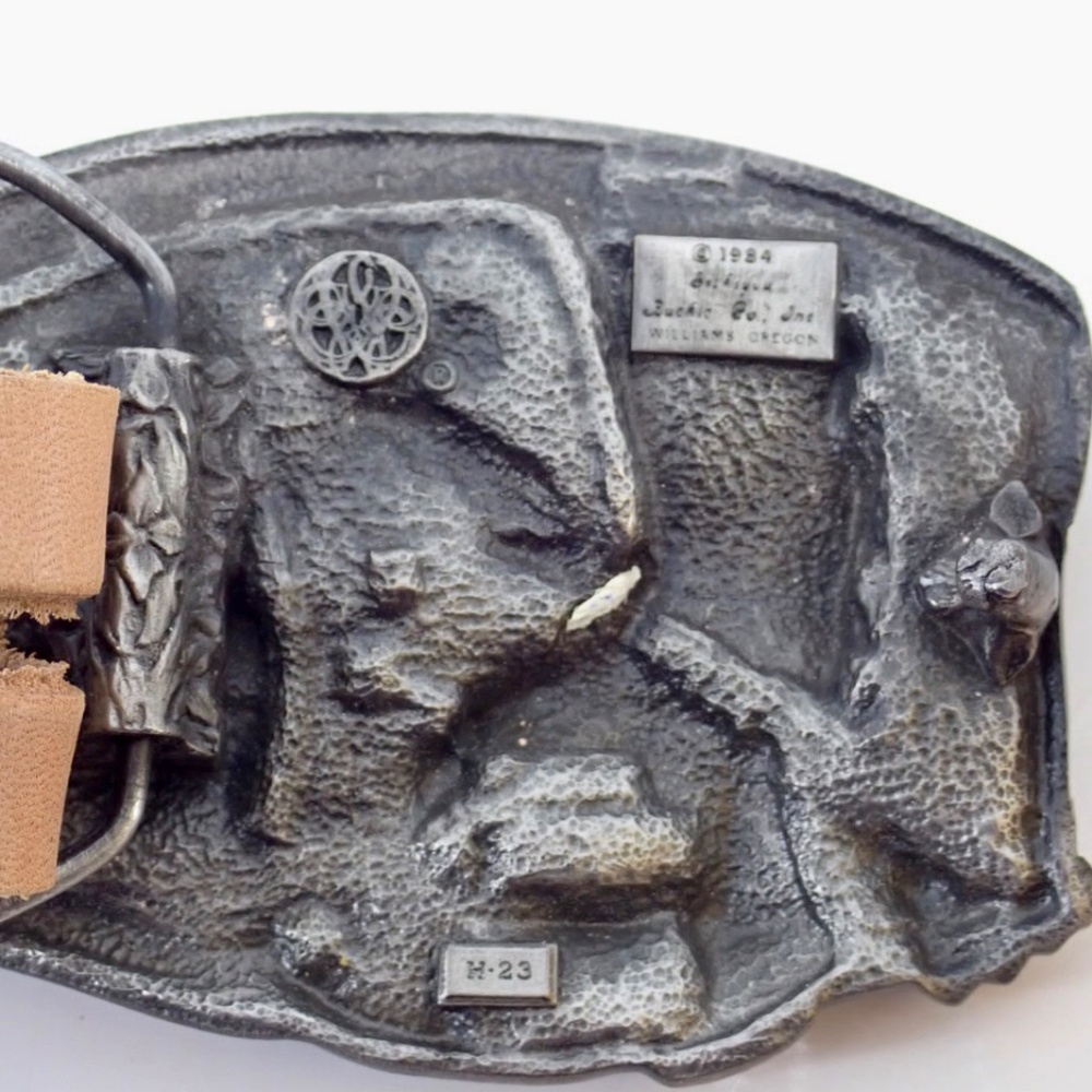SISKIYOU BUCKLE CO COLORADO BELT BUCKLE 1984 H-23 WILLIAMS OREGON & LEATHER BELT - Picture 8 of 16